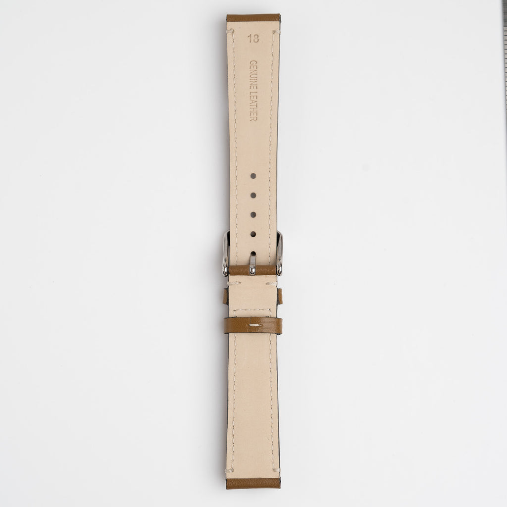 Handmade Contrast Green Watch Strap, underside showing the lining