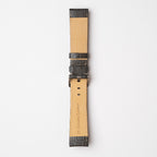 Grey Mayfair Alligator watch strap, buckled, back view