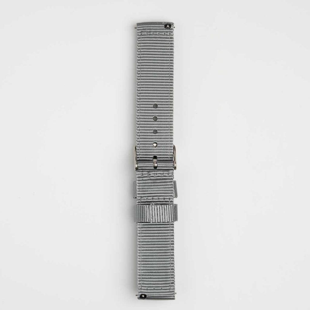 Nylon Quick Release Grey Watch Strap, underside showing the lining