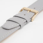 Grey Mayfair Subtle watch strap, close-up of the buckle and keepers