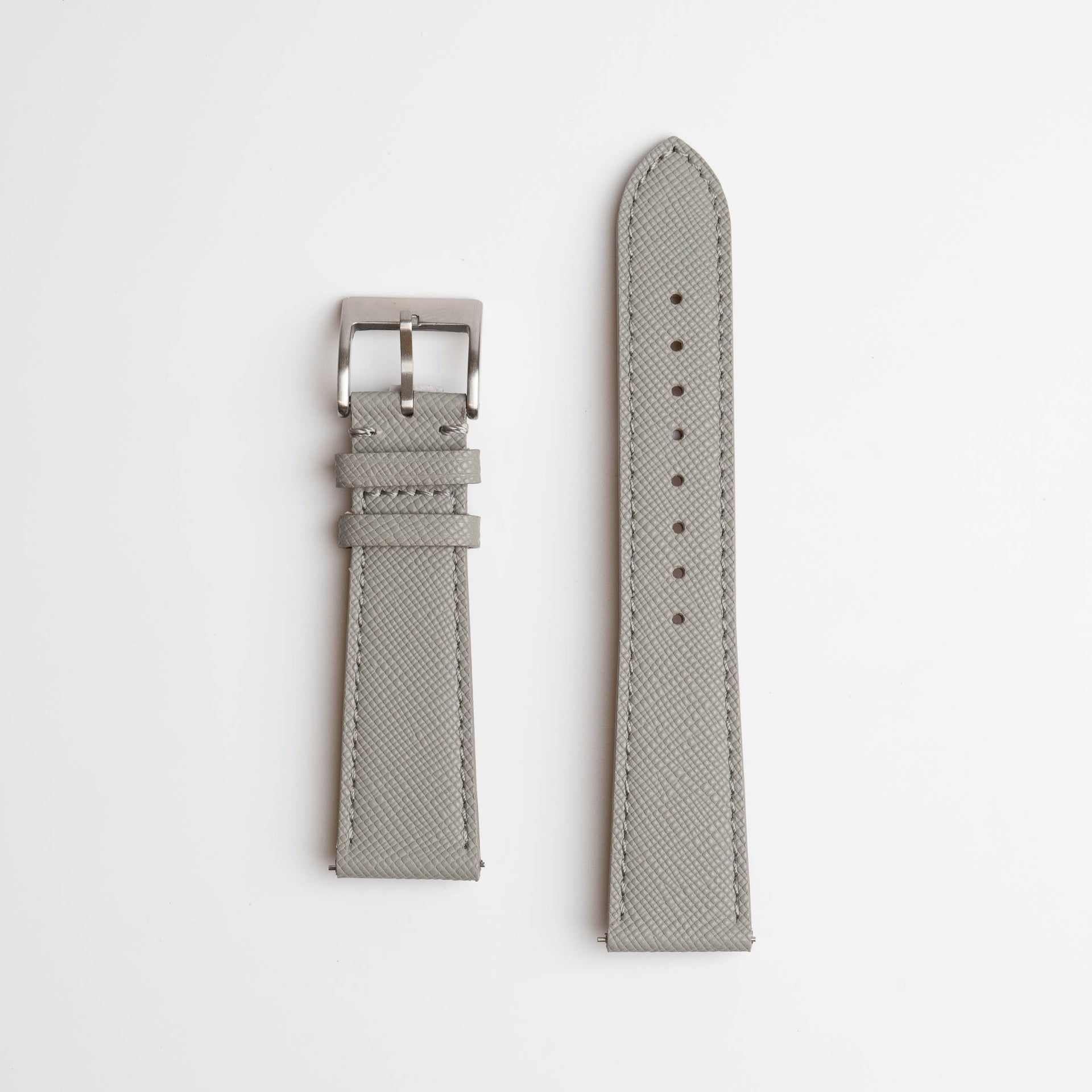 Grey Saffiano Leather Watch Strap