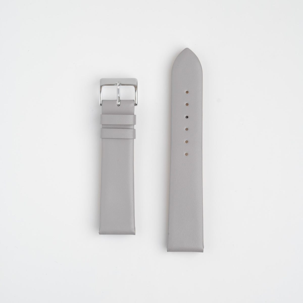Grey Unstitched Smooth Genuine Leather Watch Strap 12mm, 14mm, 16mm, 18mm, 20mm, 22mm, 24mm, 26mm, 28mm, 30mm