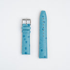Sandbanks Ostrich Light Blue Watch Strap, both pieces laid flat