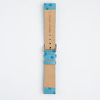 Sandbanks Ostrich Light Blue Watch Strap, underside showing the lining