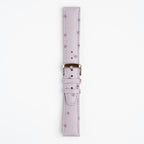 Sandbanks Ostrich Lilac Watch Strap, buckled up, front view