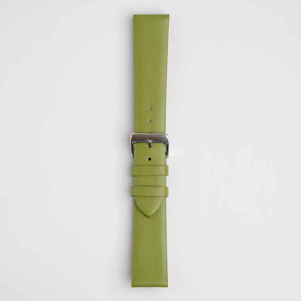 Windsor Smooth Lime Watch Strap, buckled up, front view
