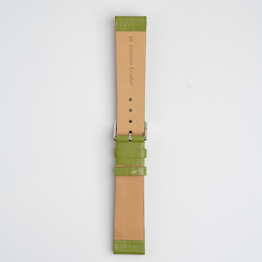 Windsor Smooth Lime Watch Strap, underside showing the lining