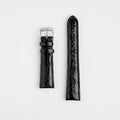 Amadeus Black Crocodile Watch Strap, both pieces laid flat