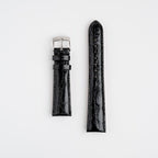 Amadeus Black Crocodile Watch Strap, both pieces laid flat