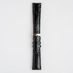 Amadeus Black Crocodile Watch Strap, buckled up, front view