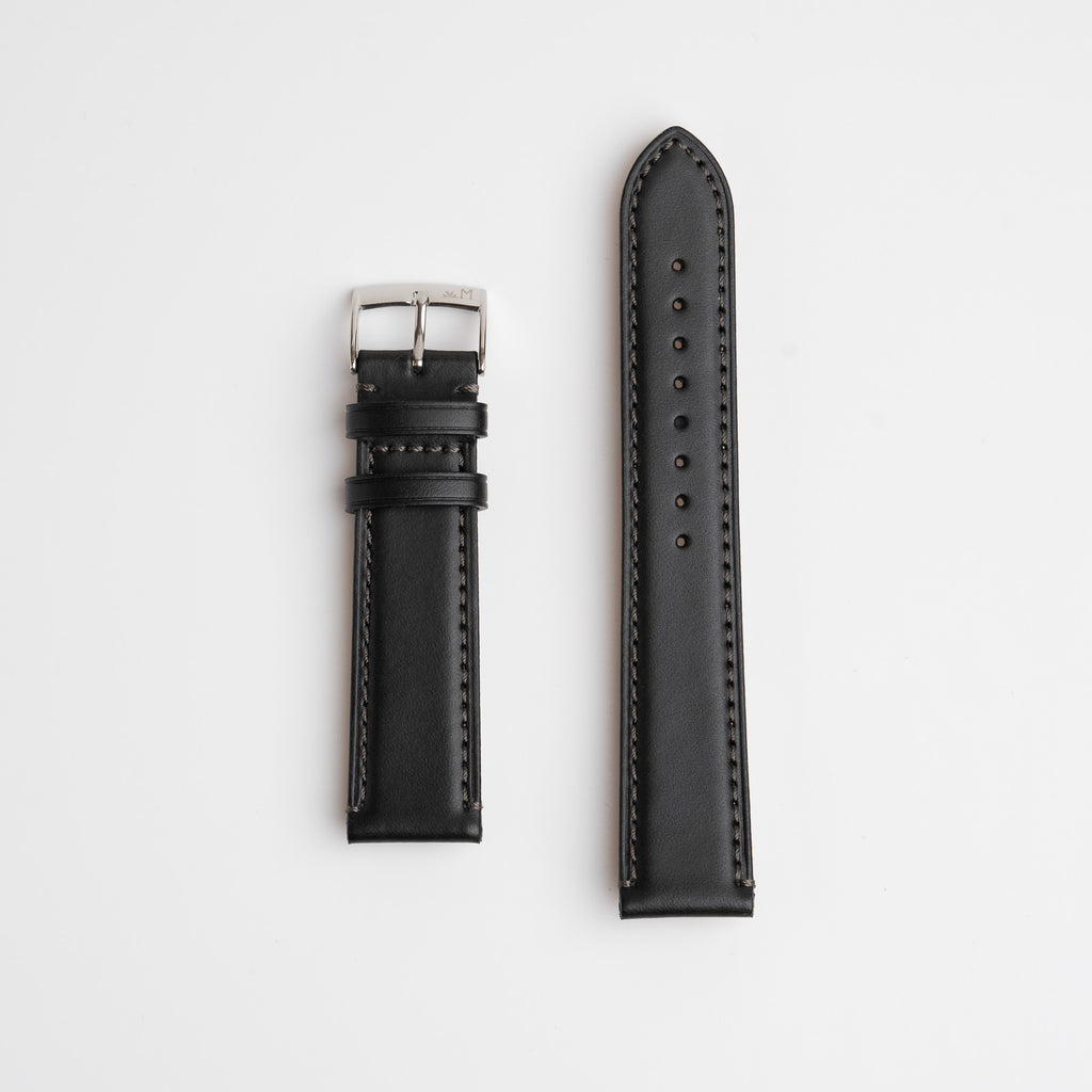 Boccaccio Black Watch Strap, both pieces laid flat