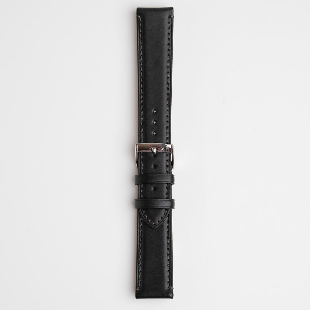 Boccaccio Black Watch Strap, buckled up, front view