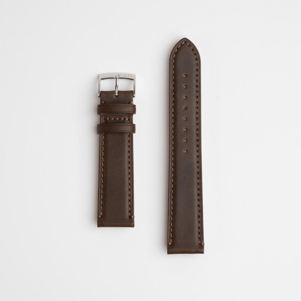 Boccaccio Brown Watch Strap, both pieces laid flat