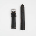 Morellato Derain Pull Up Black Watch Strap - Black leather watch strap with orange stitching on a white background