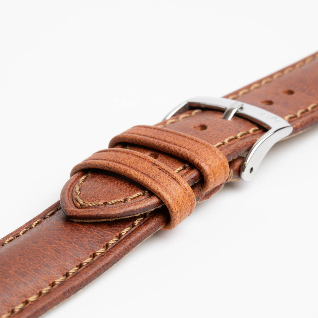 Derain Pull Up Tan Watch Strap, underside showing the lining