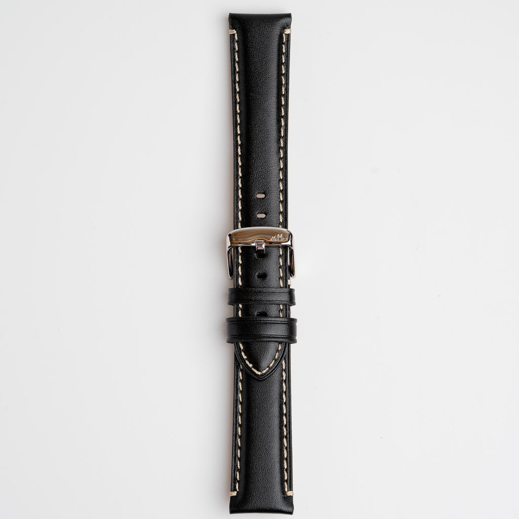 Giorgione Black Watch Strap, buckled up, front view
