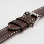 Giorgione Brown Watch Strap, close-up of the buckle and keepers