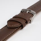 Grafic Brown Watch Strap, close-up of the buckle and keepers