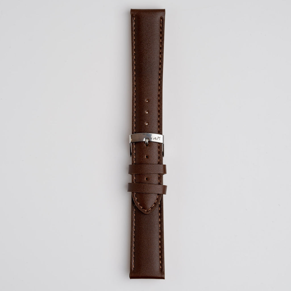 Grafic Brown Watch Strap, buckled up, front view