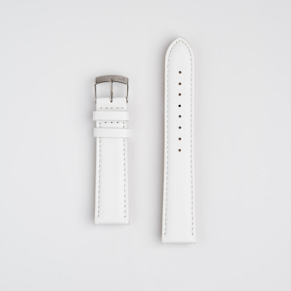 Grafic White Watch Strap, both pieces laid flat