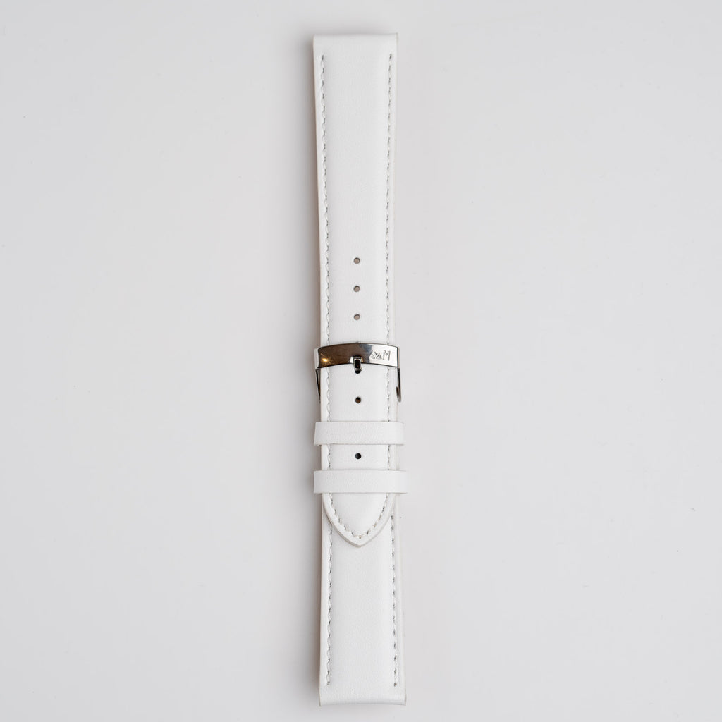 Grafic White Watch Strap, buckled up, front view