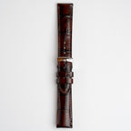 Tiepolo Alligator Grain Brown Watch Strap, buckled up, front view
