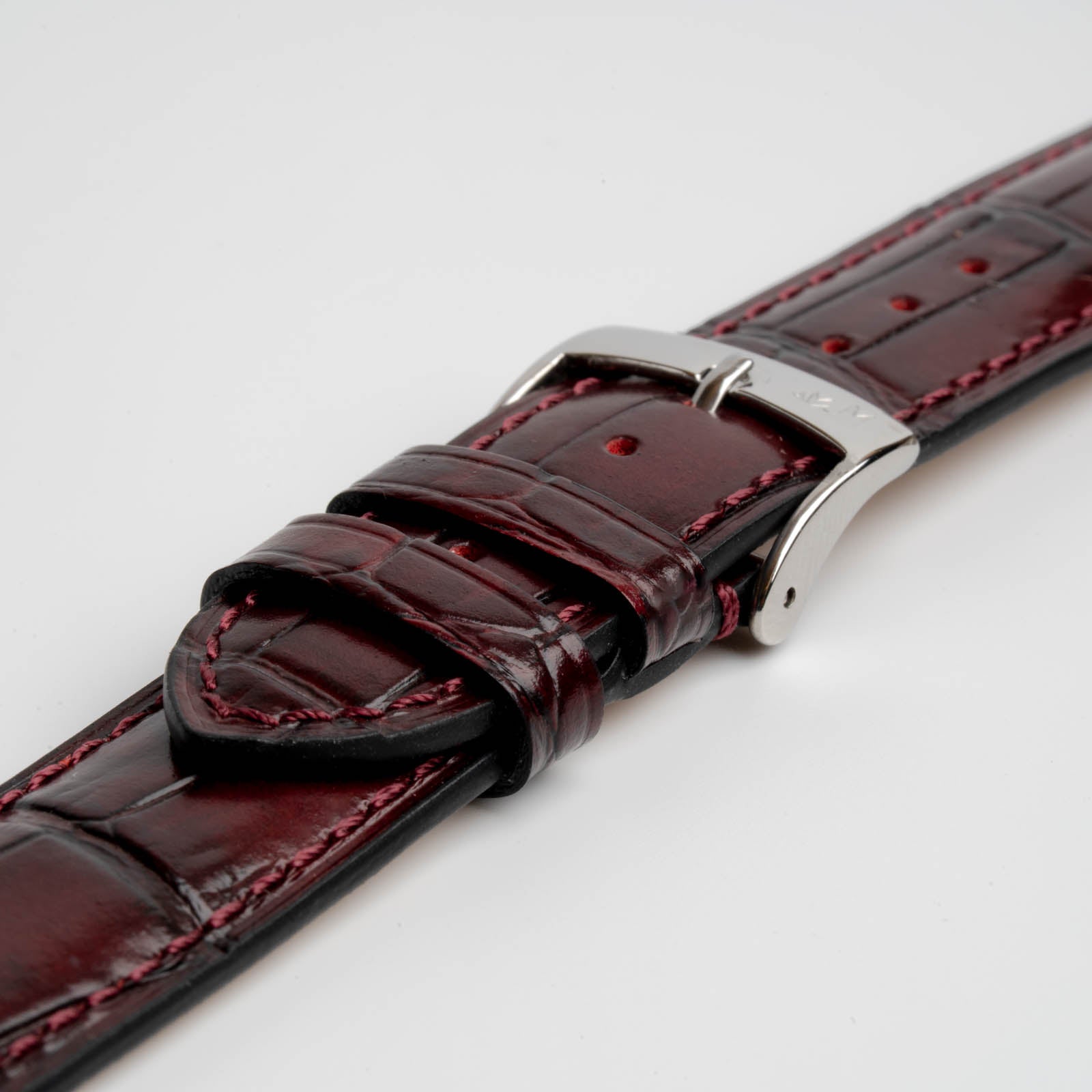 Tiepolo Alligator Grain Red Watch Strap