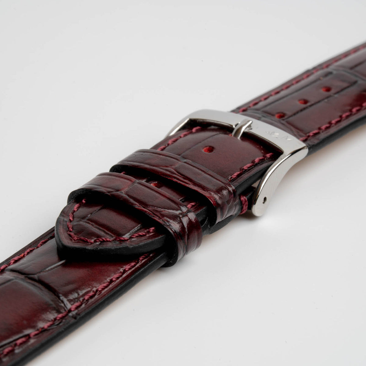 Tiepolo Alligator Grain Red Watch Strap