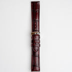 Tiepolo Alligator Grain Red Watch Strap, buckled up, front view