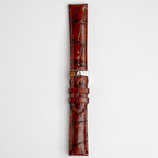 Tiepolo Alligator Grain Tan Watch Strap, buckled up, front view