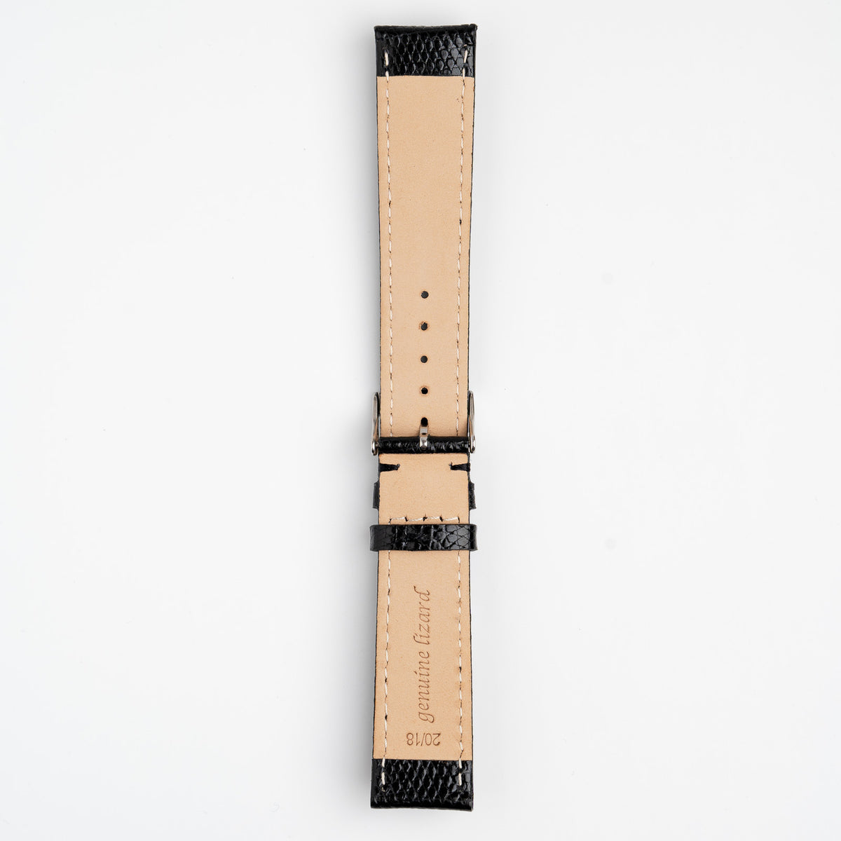 Violino Lizard Black Watch Strap, underside showing the lining
