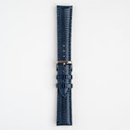 Violino Lizard Blue Watch Strap, buckled up, front view