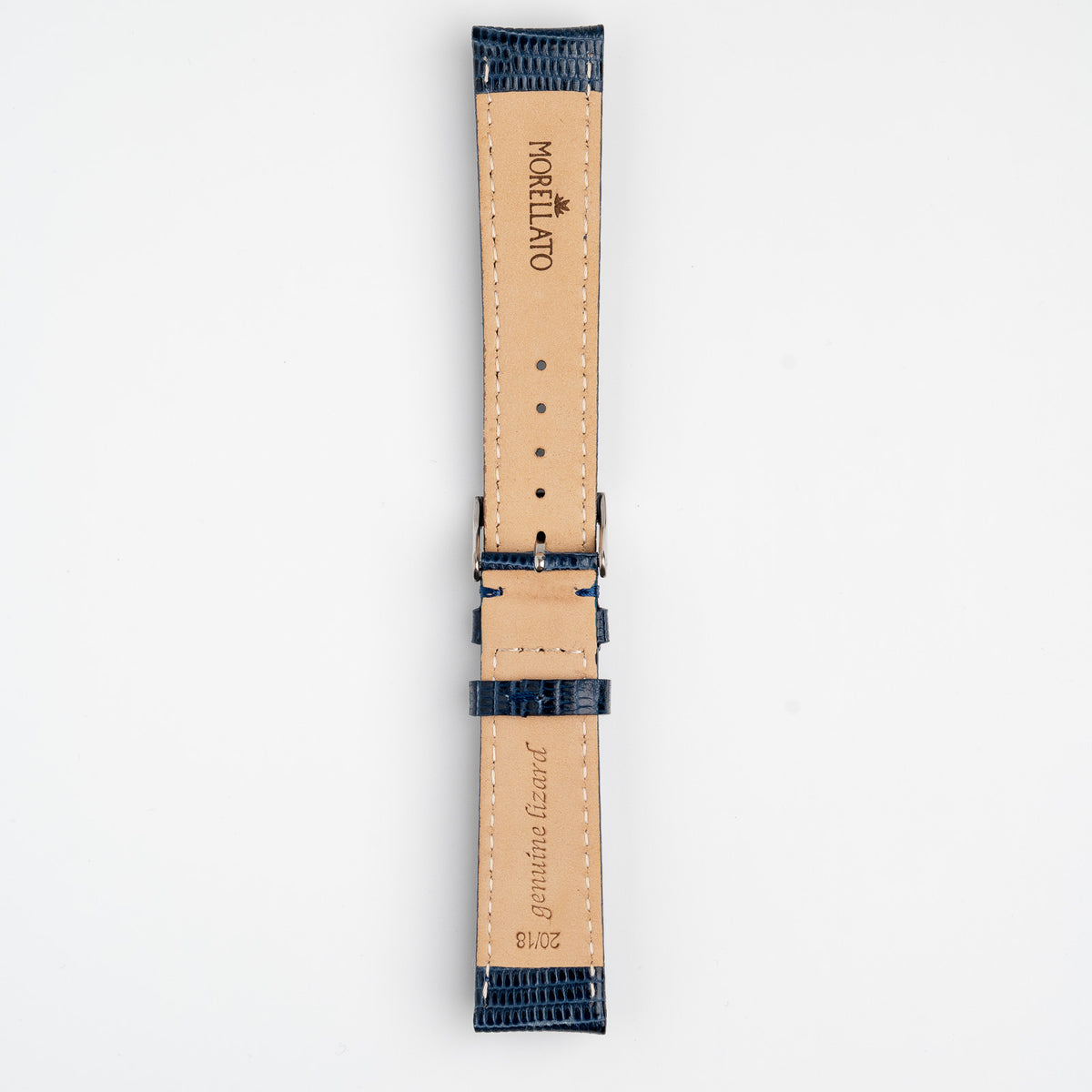 Violino Lizard Blue Watch Strap, underside showing the lining