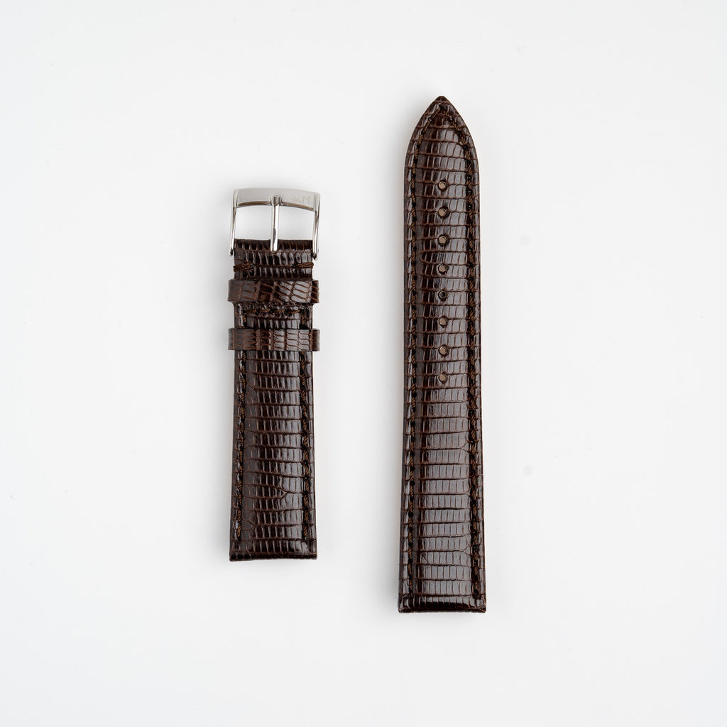 Violino Lizard Brown Watch Strap, both pieces laid flat