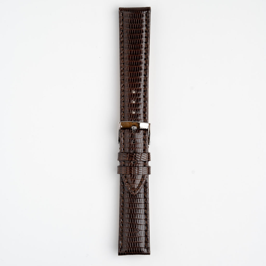 Violino Lizard Brown Watch Strap, buckled up, front view