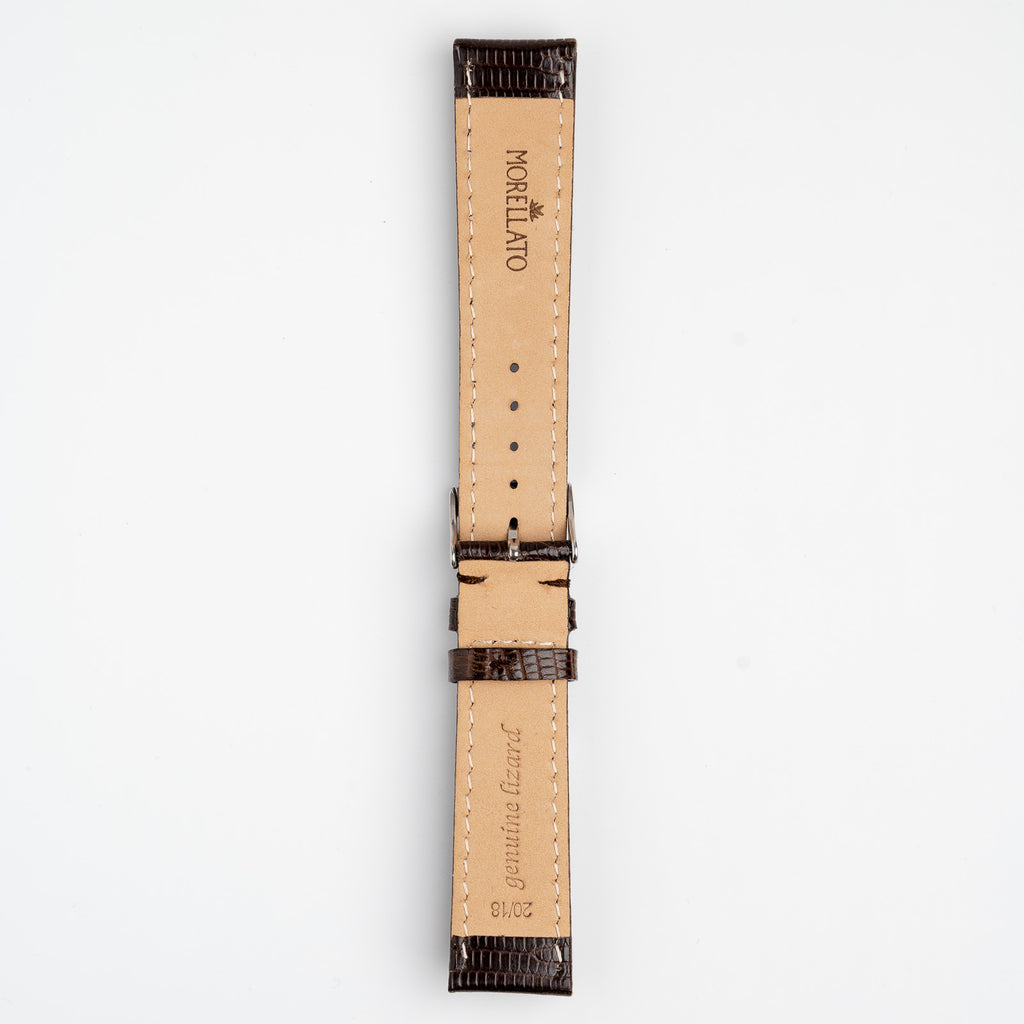 Violino Lizard Brown Watch Strap, underside showing the lining