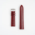 Violino Lizard Burgundy Watch Strap, both pieces laid flat