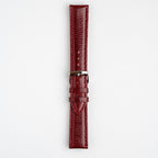 Violino Lizard Burgundy Watch Strap, buckled up, front view