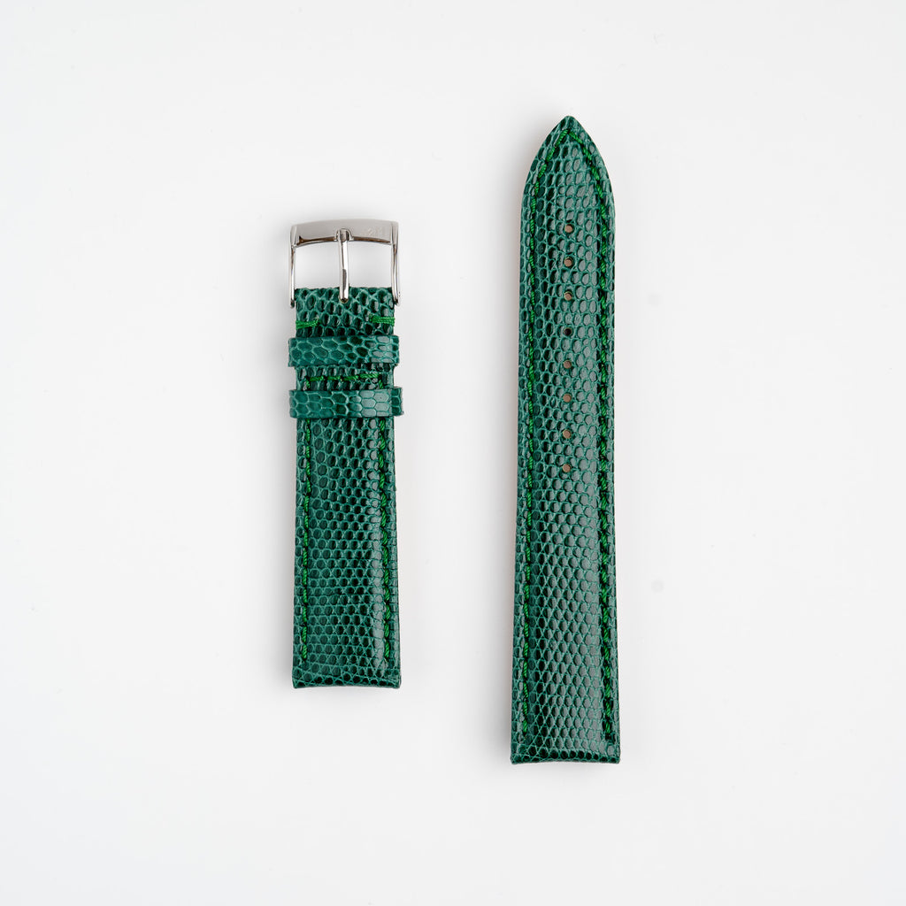 Violino Lizard Green Watch Strap, both pieces laid flat