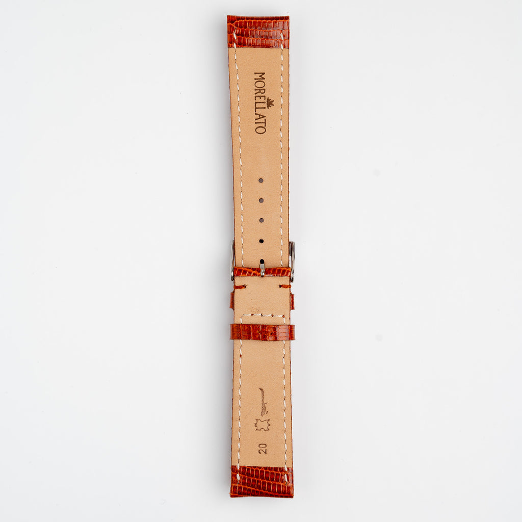 Violino Lizard Tan Watch Strap, underside showing the lining