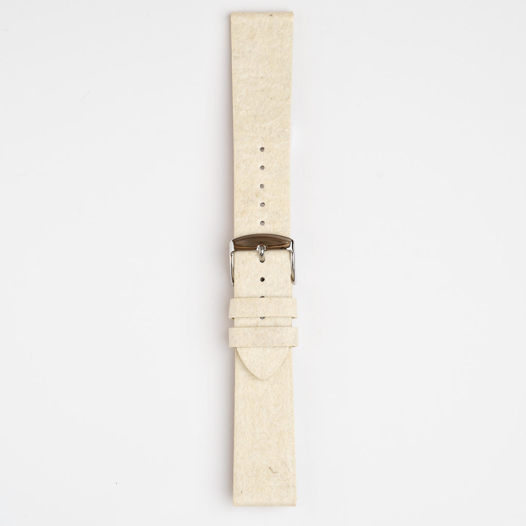 Pineapple Leaf Natural Watch Strap, buckled up, front view