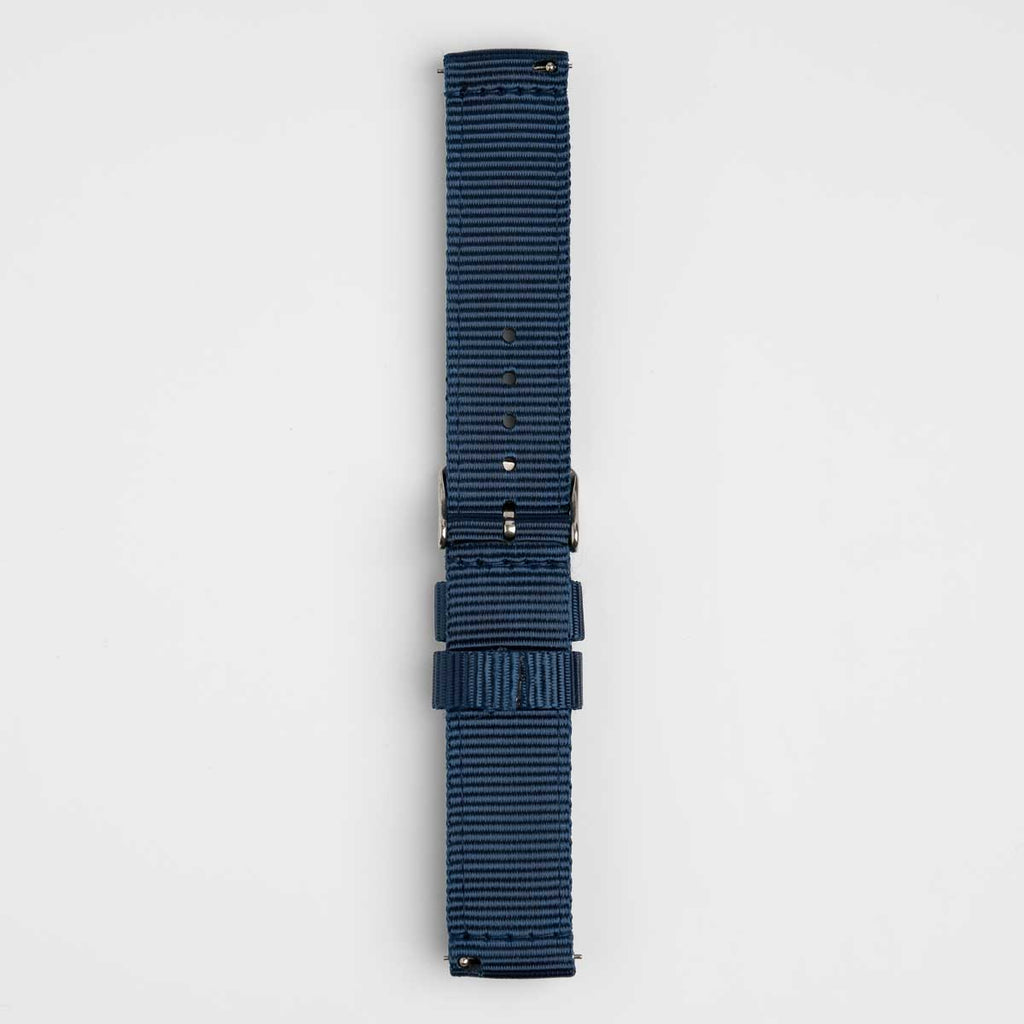 Nylon Quick Release Navy Watch Strap, underside showing the lining