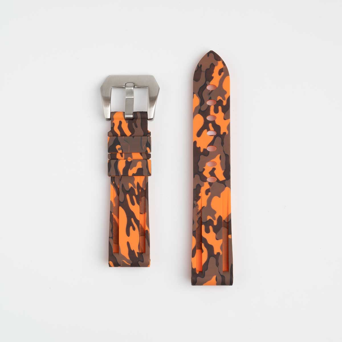 Submerge Camo Silicone Orange Watch Strap