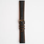 Anthracite Carbon Orange Watch Strap, buckled up, front view