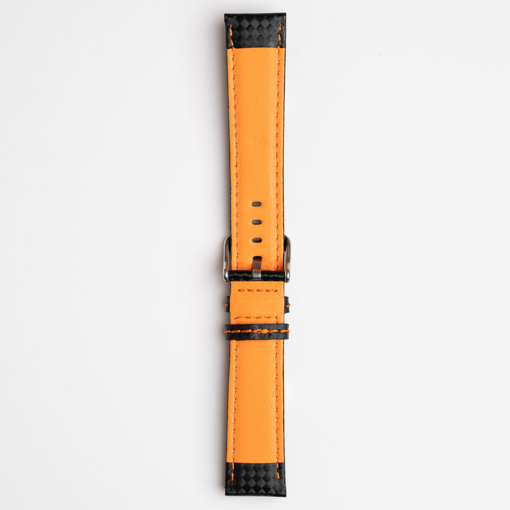 Anthracite Carbon Orange Watch Strap, underside showing the lining