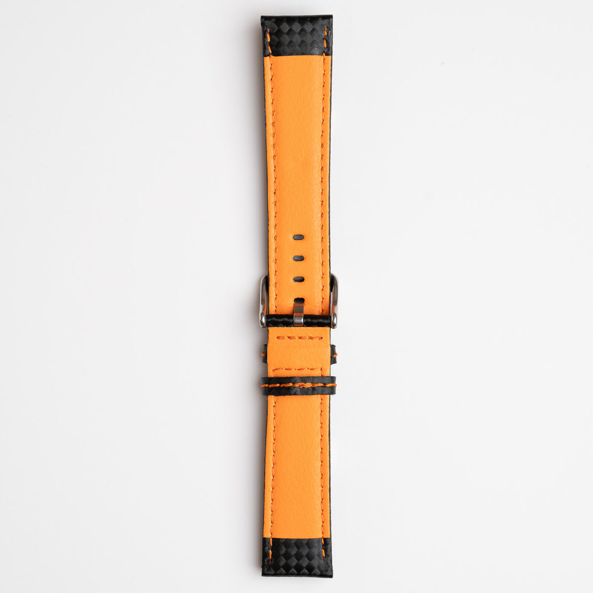 Anthracite Carbon Orange Watch Strap, underside showing the lining