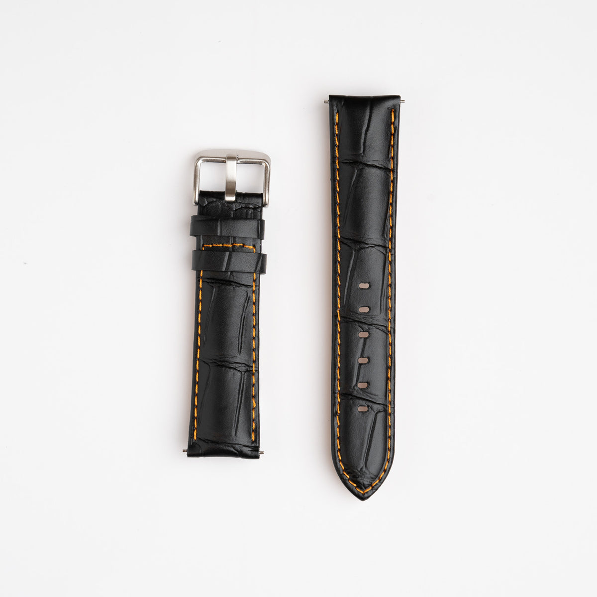 Silverstone Loop Quick Release Black Watch Strap, Orange Stitch