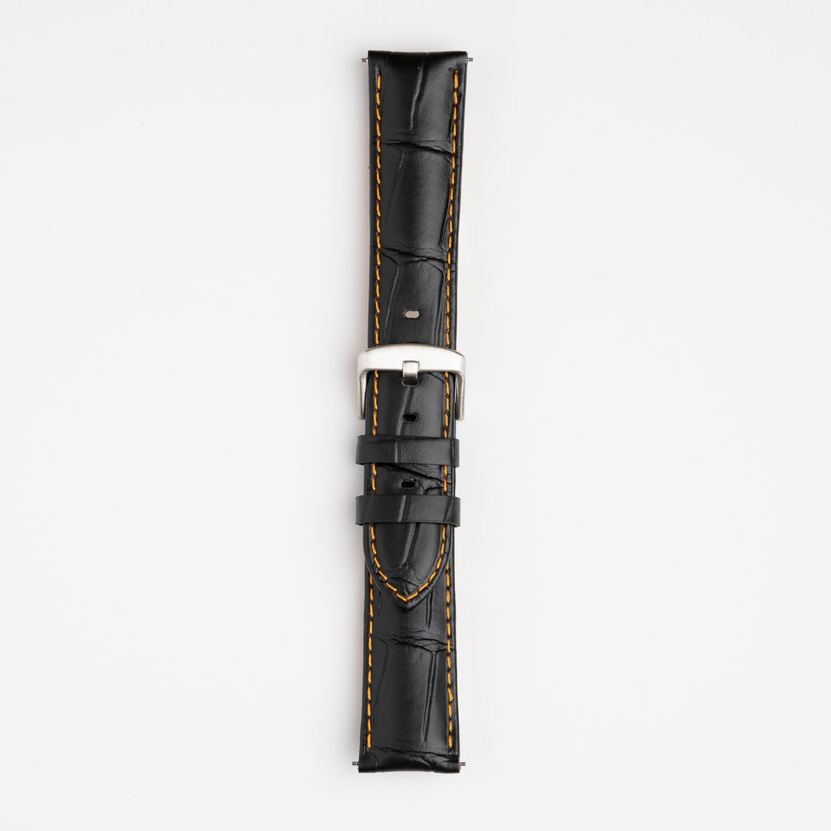 Silverstone Loop Quick Release Black Watch Strap, Orange Stitch