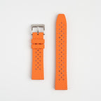 Hex FKM Quick Release Rubber Orange Watch Strap, both pieces laid flat