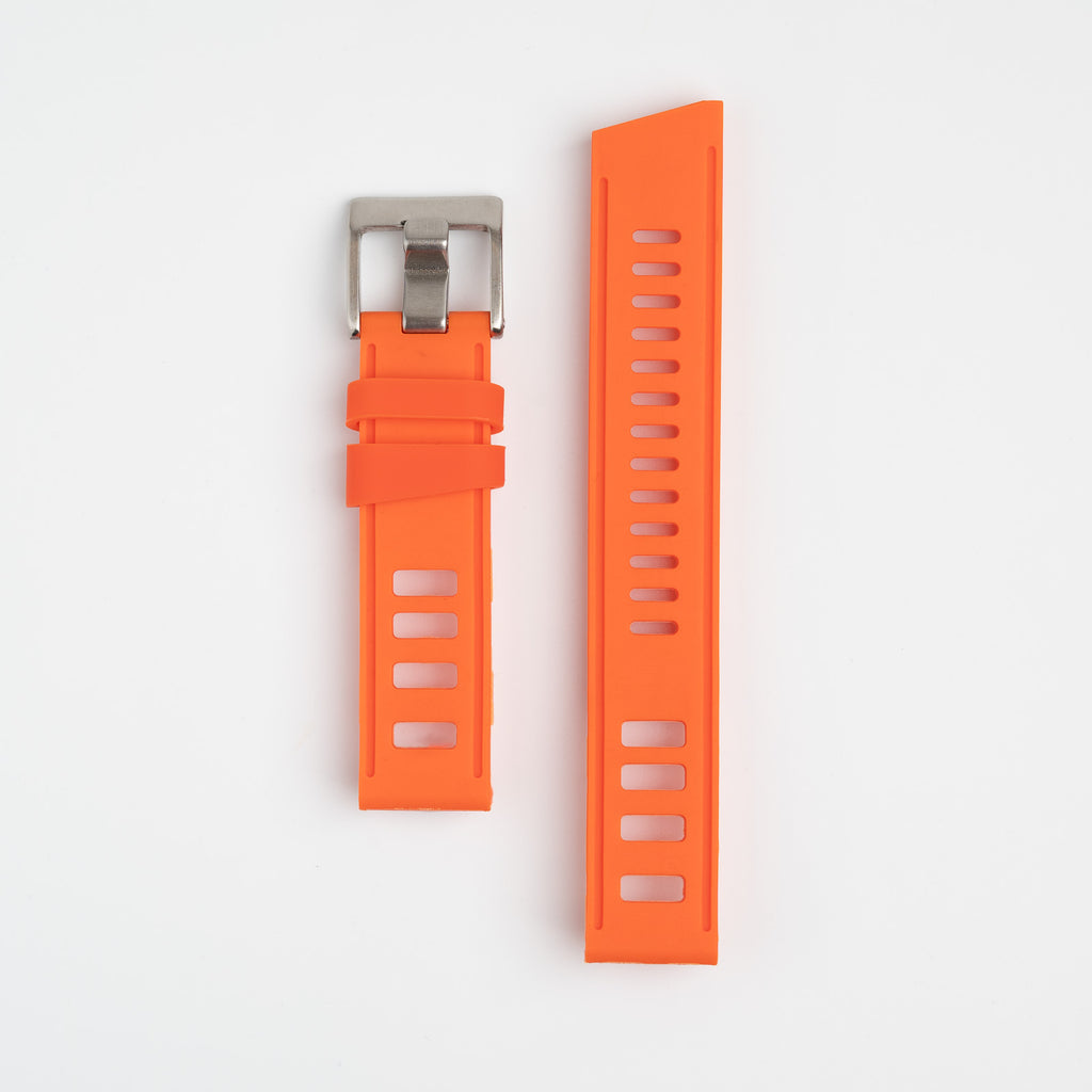 Submerge ISO Dive Orange Watch Strap, both pieces laid flat